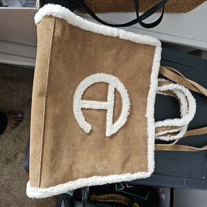 Telfar Tan Tote with Shearling Trim